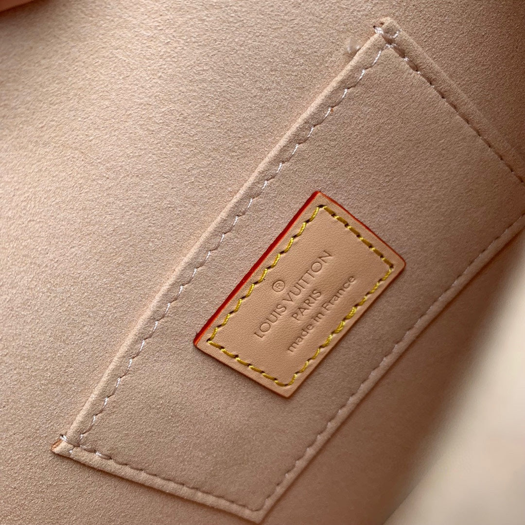 Lv Dauphine 20 Cuir beige Tissu jacquard monogramme blanc