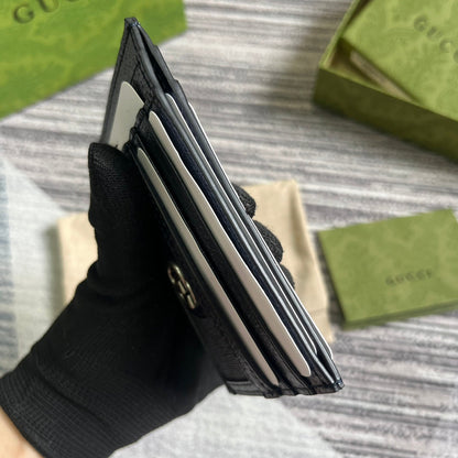 オフィディア GG 11 カードケース ダークブルー キャンバスとブラック カーフスキン