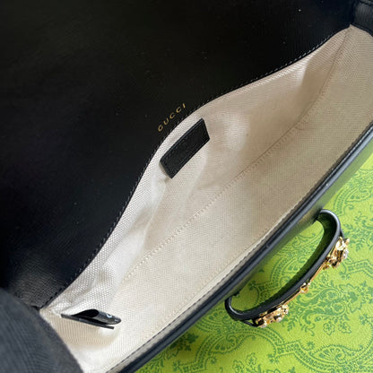 SAC À BANDOULIÈRE DIAMOND HORSEMORS 24 EN CUIR DE VEAU NOIR QUINCAILLERIE DORÉ 