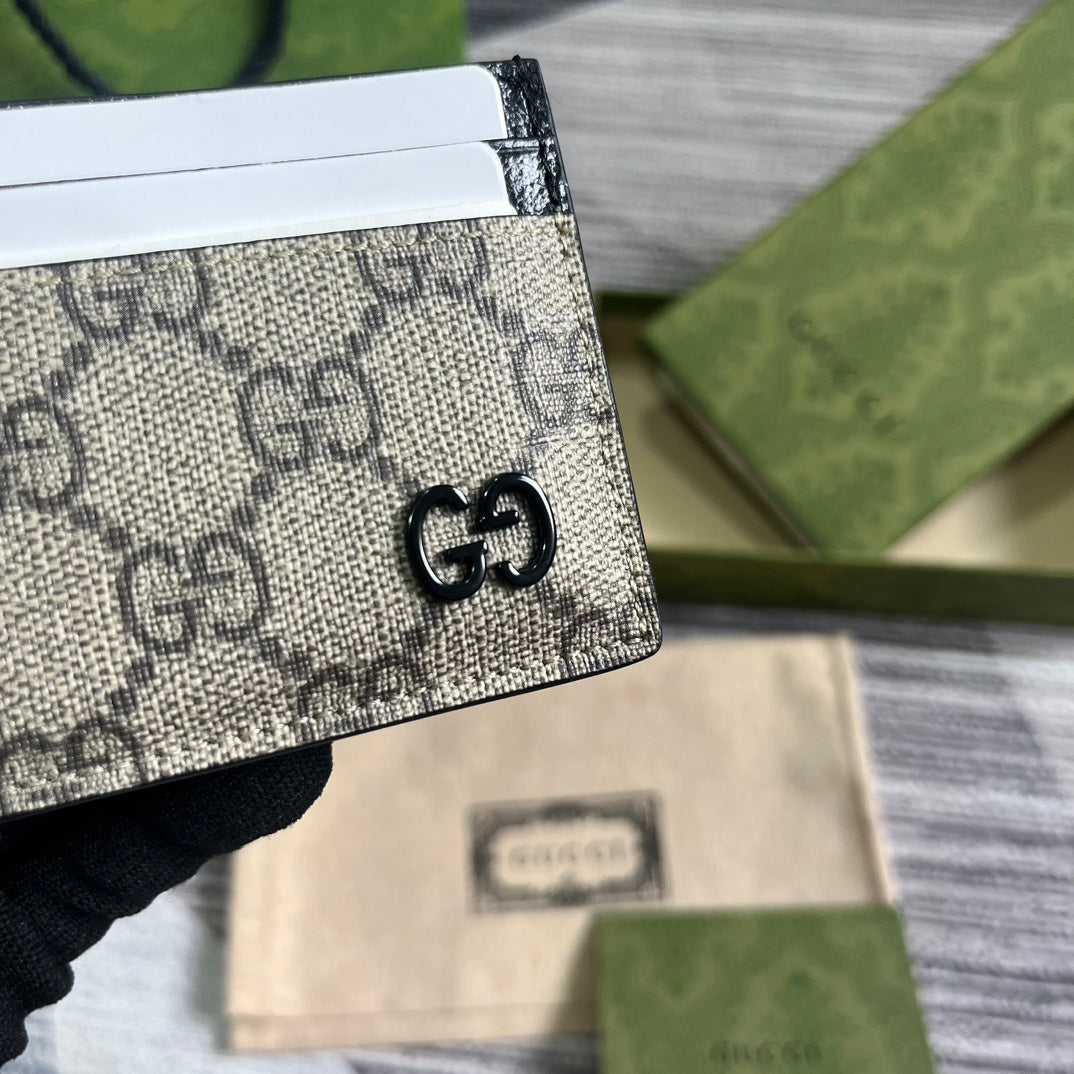 GGカードケース 11 GGディテール ベージュブラウンカーフスキン