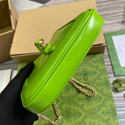 ジャッキー・ノッテ ミニバッグ 19インチ ライムグリーン クラックラッカーカーフスキン ゴールド金具