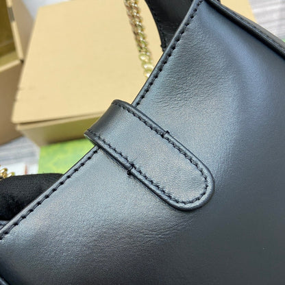 MINI SAC JACKIE NOTTE 19 EN CUIR DE VEAU NOIR ET QUINCAILLERIE DORÉ