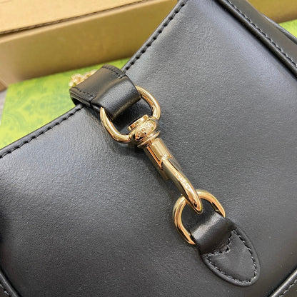 MINI SAC JACKIE NOTTE 19 EN CUIR DE VEAU NOIR ET QUINCAILLERIE DORÉ