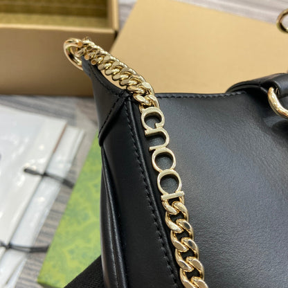 MINI SAC JACKIE NOTTE 19 EN CUIR DE VEAU NOIR ET QUINCAILLERIE DORÉ