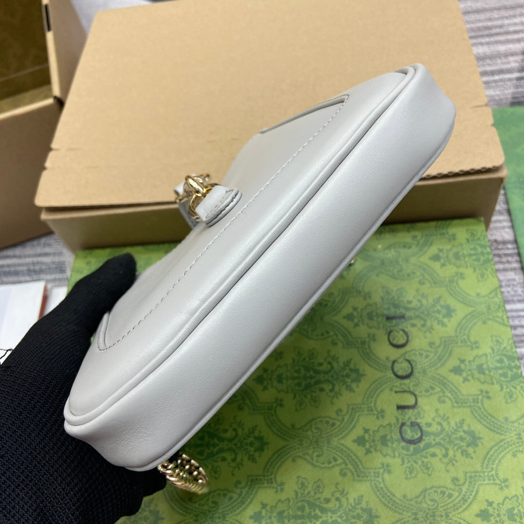ジャッキー・ノッテ ミニバッグ 19インチ ホワイトカーフスキン ゴールド金具