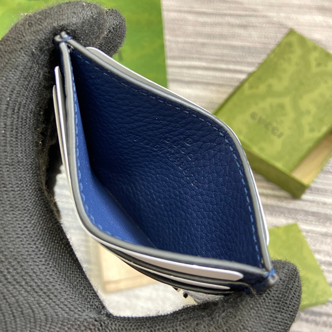 PORTE-CARTES 10 EN CUIR DE VEAU BLEU CLASSIQUE