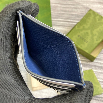 PORTE-CARTES 10 EN CUIR DE VEAU BLEU CLASSIQUE