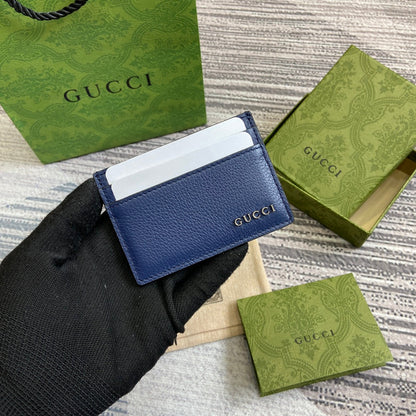 PORTE-CARTES 10 EN CUIR DE VEAU BLEU CLASSIQUE