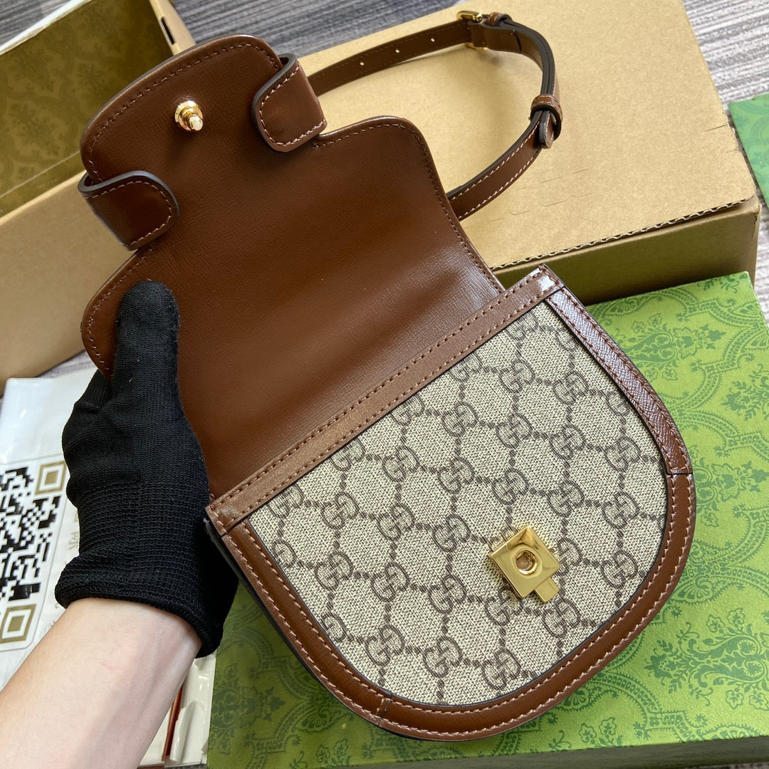ホースビット 1955 ミニトップハンドルバッグ 18インチ ベージュキャンバスとブラウンカーフスキン ゴールド金具
