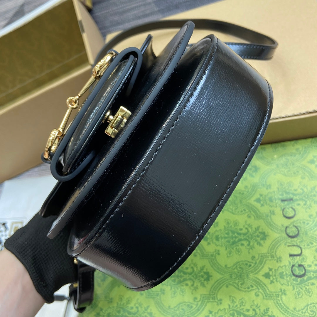 ホースビット 1955 ミニトップハンドルバッグ 18インチ ブラックカーフスキン ゴールド金具