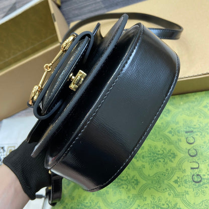 ホースビット 1955 ミニトップハンドルバッグ 18インチ ブラックカーフスキン ゴールド金具