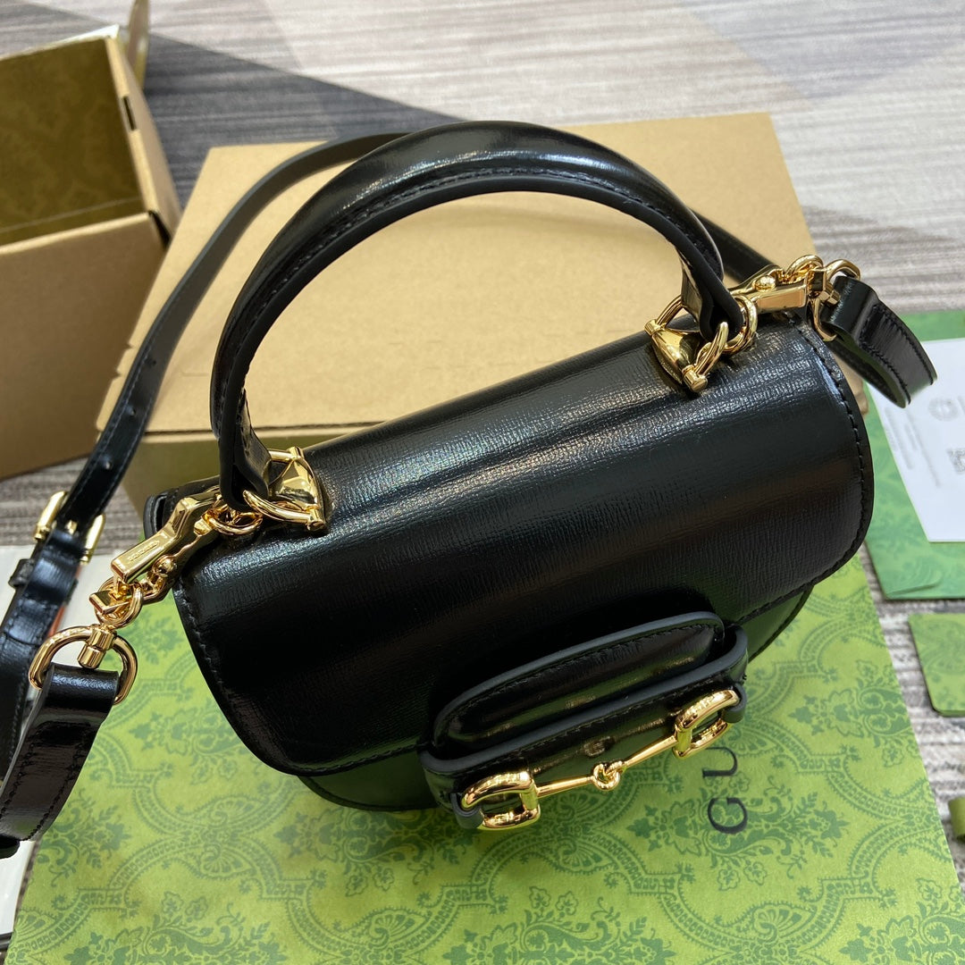 ホースビット 1955 ミニトップハンドルバッグ 18インチ ブラックカーフスキン ゴールド金具