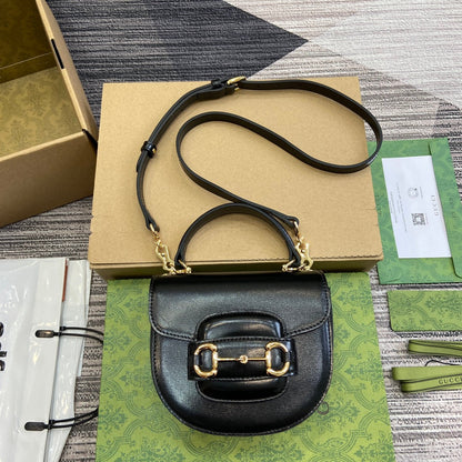ホースビット 1955 ミニトップハンドルバッグ 18インチ ブラックカーフスキン ゴールド金具
