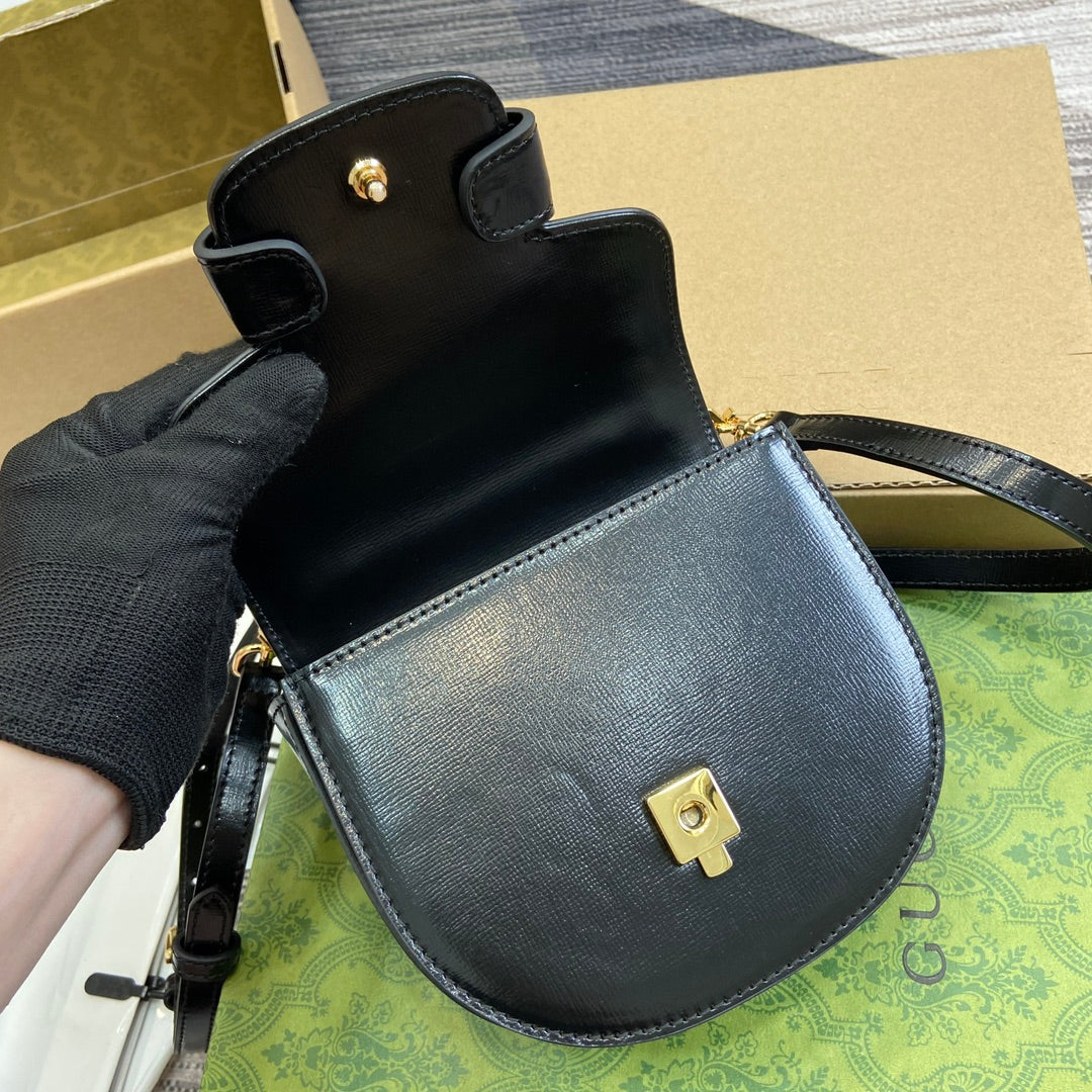 ホースビット 1955 ミニトップハンドルバッグ 18インチ ブラックカーフスキン ゴールド金具