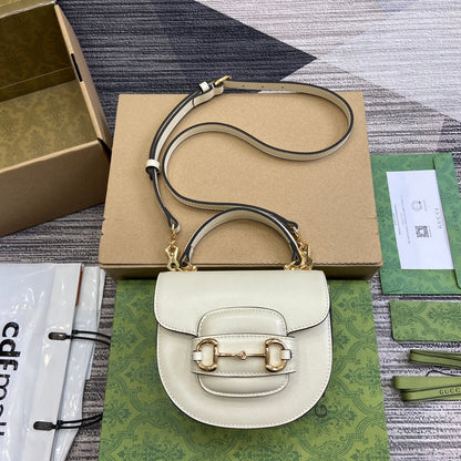 ホースビット 1955 ミニトップハンドルバッグ 18インチ ホワイトカーフスキン ゴールド金具