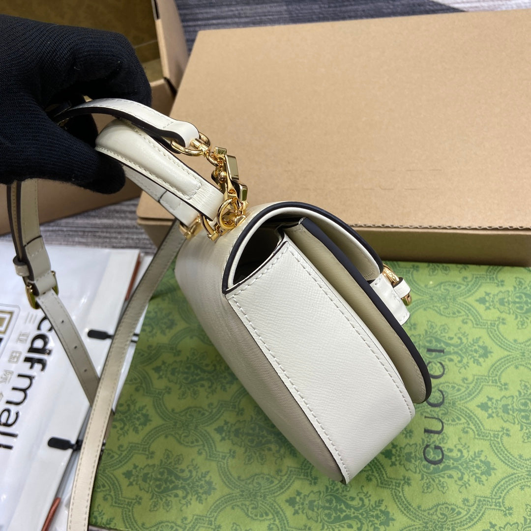 ホースビット 1955 ミニトップハンドルバッグ 18インチ ホワイトカーフスキン ゴールド金具
