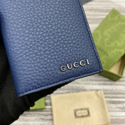 PORTE-CARTES LONG 12 EN CUIR DE VEAU BLEU CLASSIQUE
