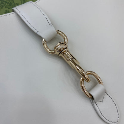 Sac bandoulière Jackie Medium 35 en cuir de veau blanc et métal doré 