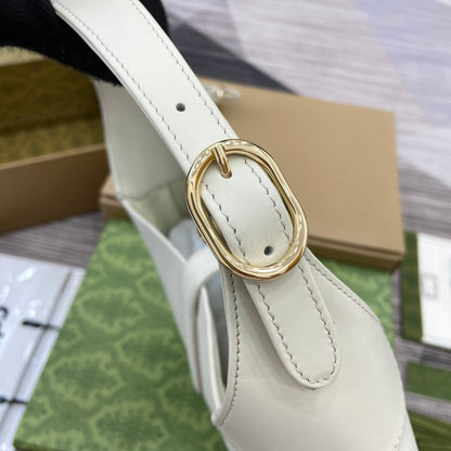 Sac bandoulière Jackie Medium 35 en cuir de veau blanc et métal doré 