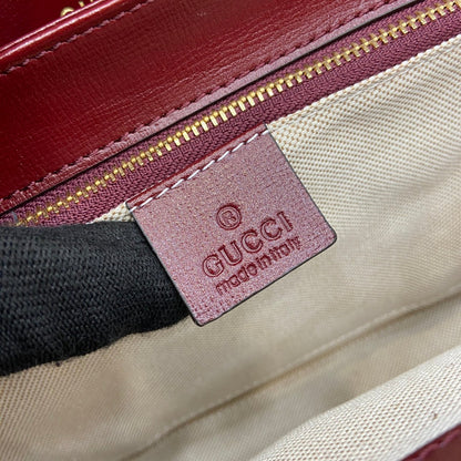 SAC À BANDOULIÈRE HORSEBIT 1955 25 EN CUIR D'AGNEAU ROUGE VIN, QUINCAILLERIE DORÉ