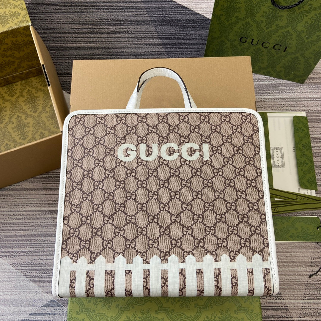 SAC CABAS 28 IMPRIMÉ ANIMALIER EN TOILE BEIGE ET BORDURE EN CUIR DE VEAU BLANC