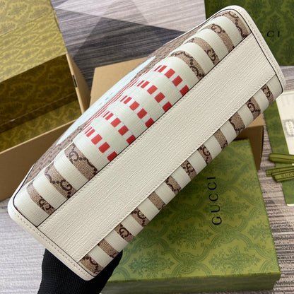 SAC CABAS 28 IMPRIMÉ ANIMALIER EN TOILE BEIGE ET BORDURE EN CUIR DE VEAU BLANC