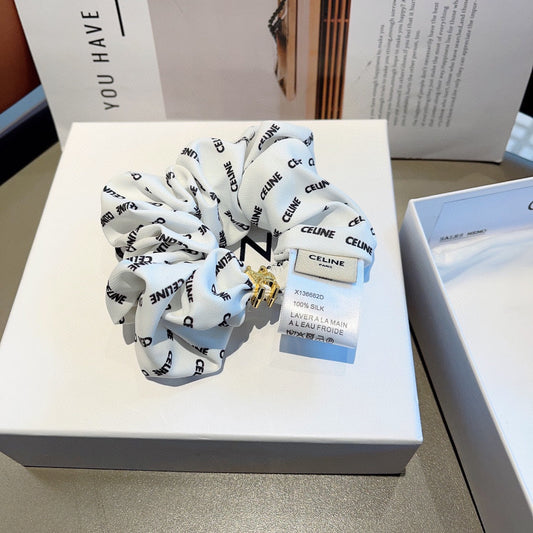 Chouchou en tissu froissé blanc 358224