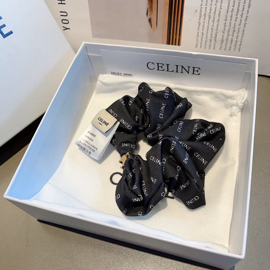 Chouchou en tissu froissé noir 358225