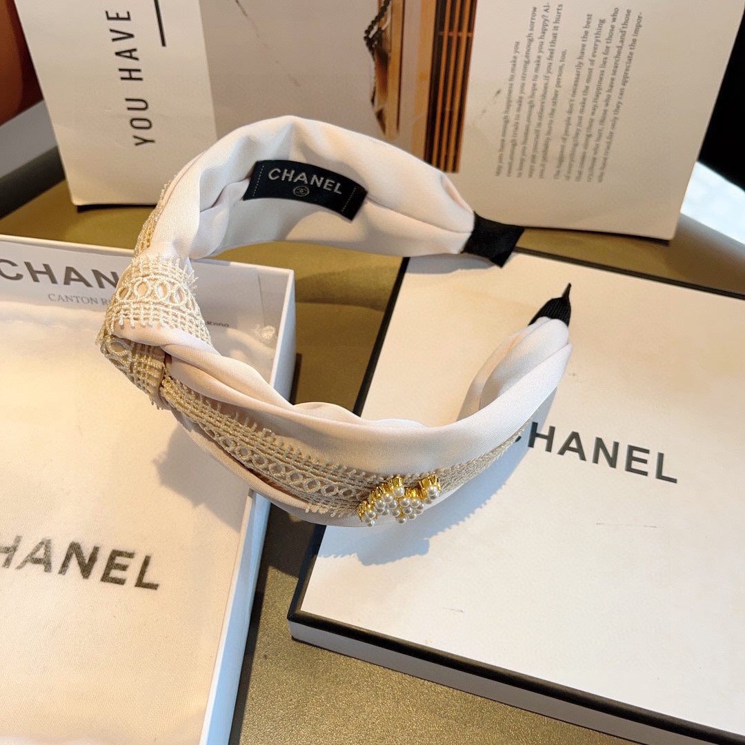 BANDEAU EN TISSU BLANC ET SOIE 409391