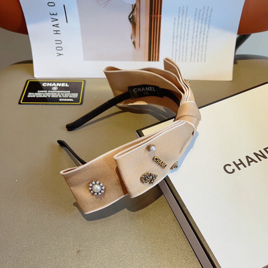 BANDEAU EN SOIE MARRON CAMEL 417315