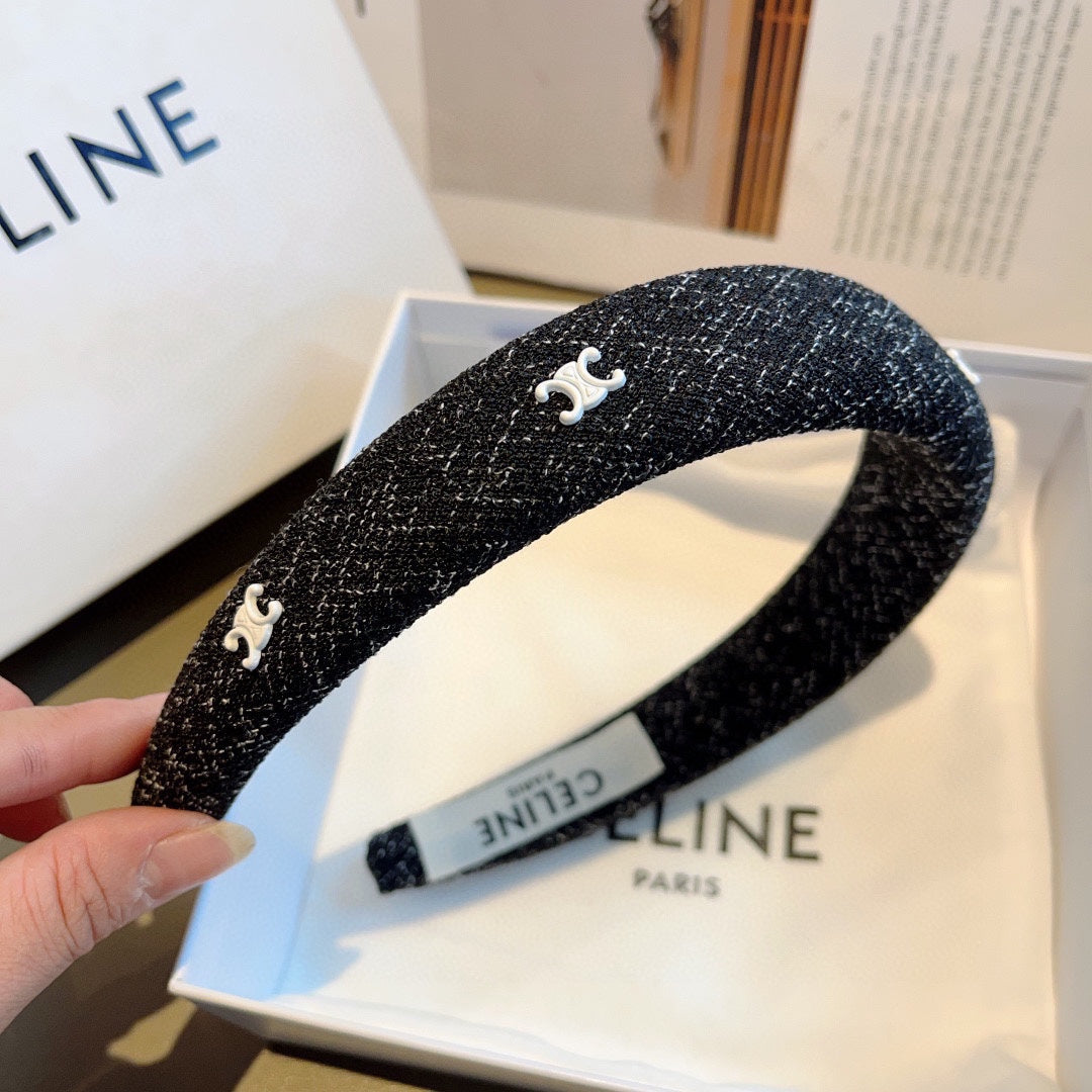 BLACK TWEED FABRIC HAIRBAND 420647