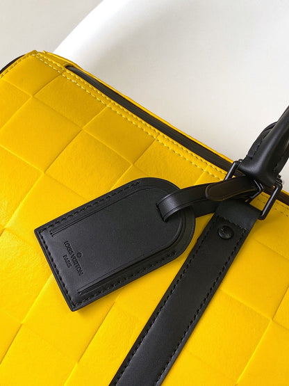 Sac bandoulière Keepall 50 en cuir de veau damier jaune
