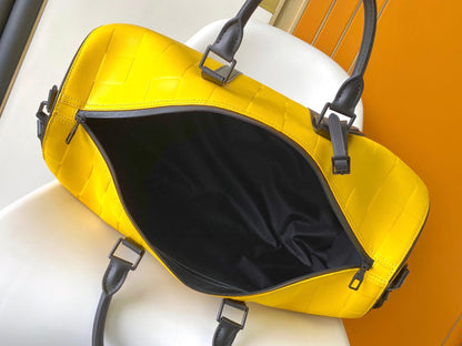 Sac bandoulière Keepall 50 en cuir de veau damier jaune