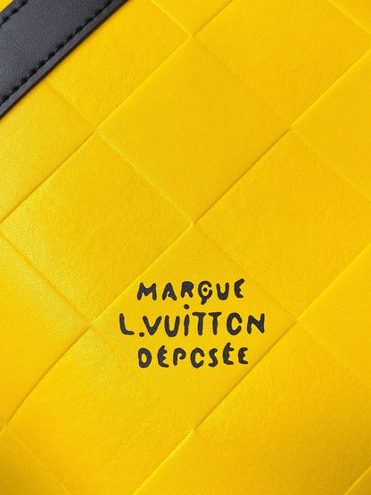 Sac bandoulière Keepall 50 en cuir de veau damier jaune