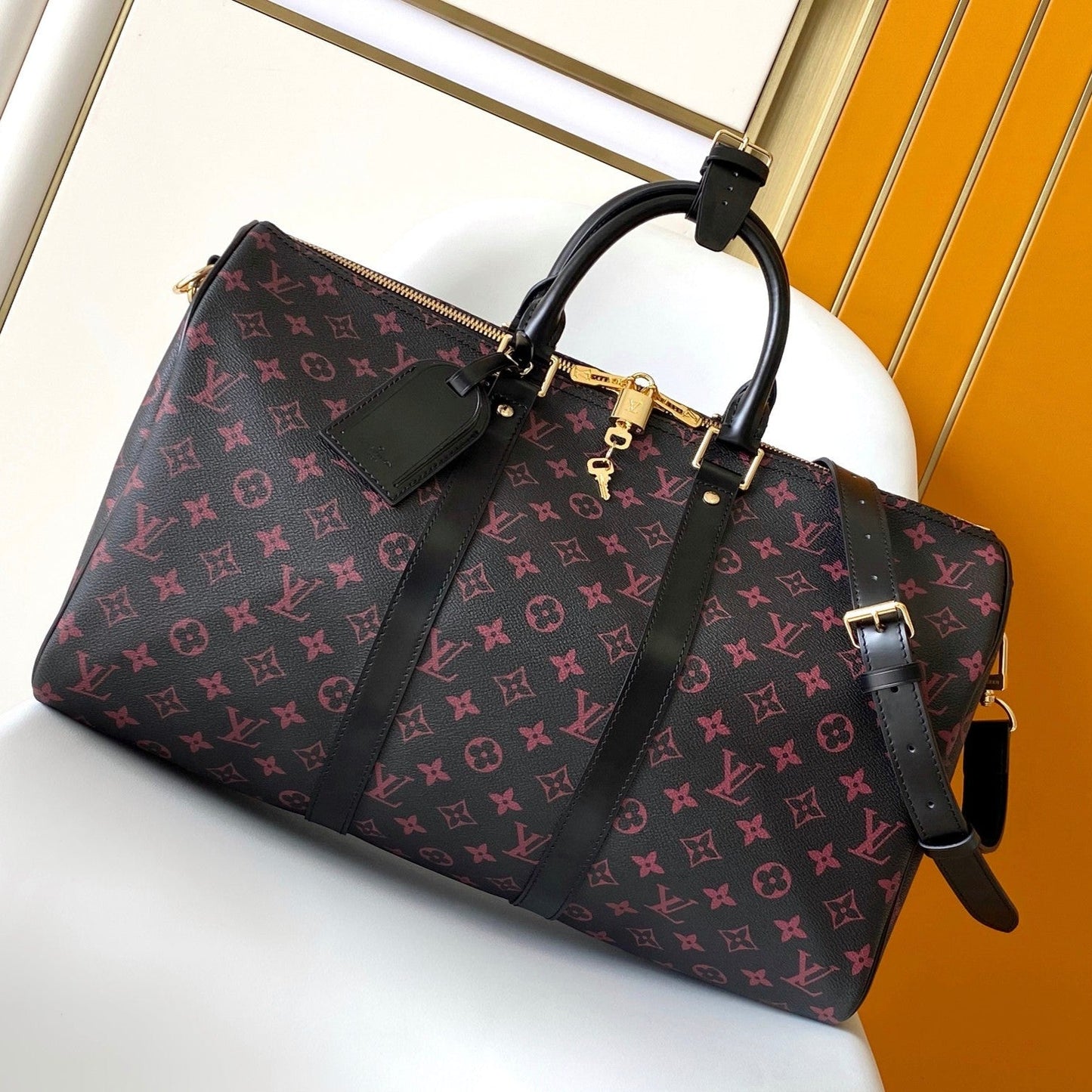KEEPALL BANDOULIERE 45 ブラックモノグラムトメットキャンバス