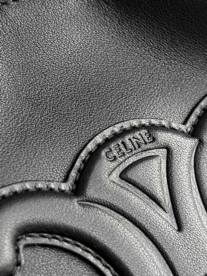 PETIT CABAS À CORDON CUIR TRIOMPHE 22 CUIR DE VEAU NOIR