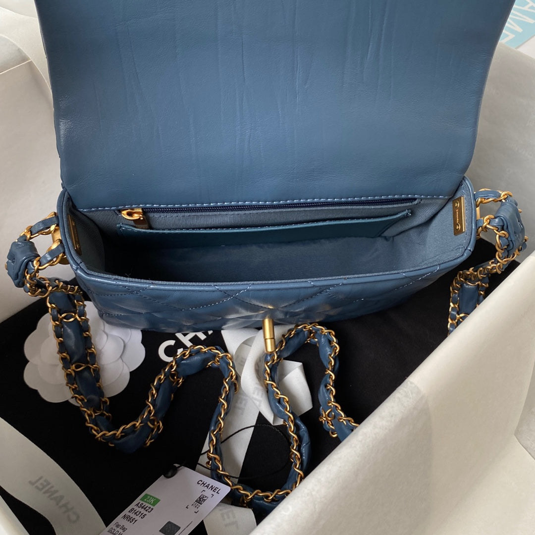 cc 23k 13,5cm acier cuir de veau bleu accastillage doré 