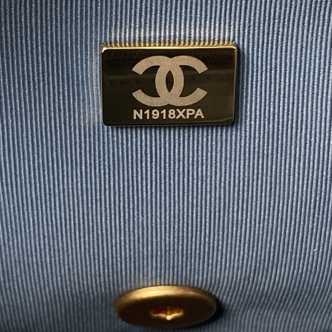 cc 23k 13,5cm acier cuir de veau bleu accastillage doré 