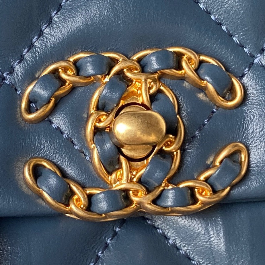 cc 23k 13,5cm acier cuir de veau bleu accastillage doré 