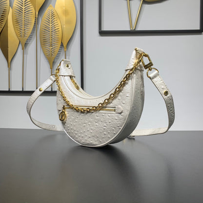LOOP 23 EN CUIR D'AUTRUCHE BLANC PERLÉ, QUINCAILLERIE DORÉ