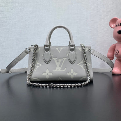 LV オンザゴー イーストウエスト グレー モノグラム アンプラント レザー 205497