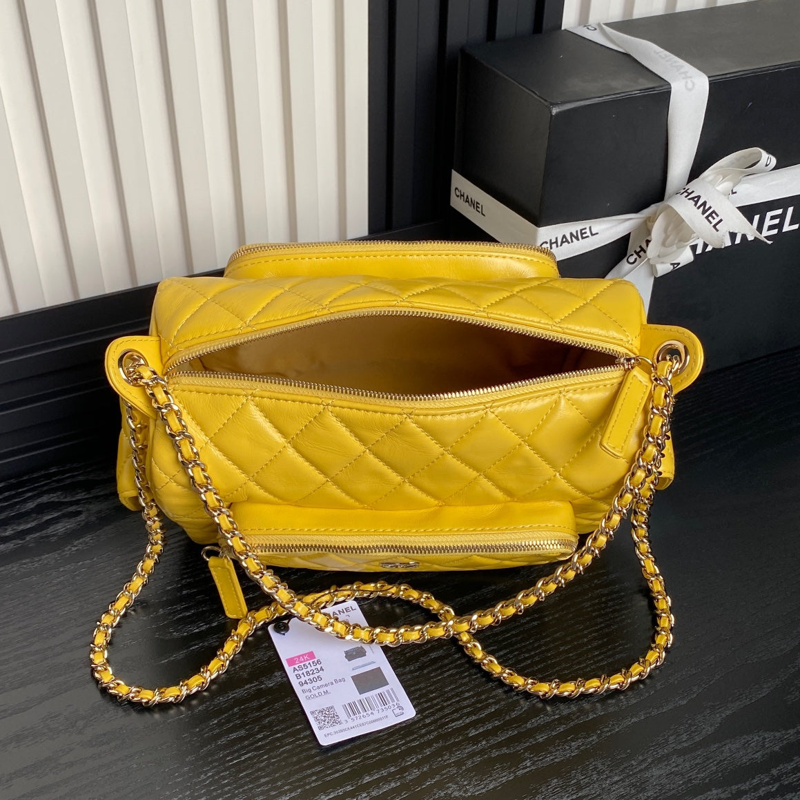 24K カメラバッグ イエローカーフスキン ゴールド金具