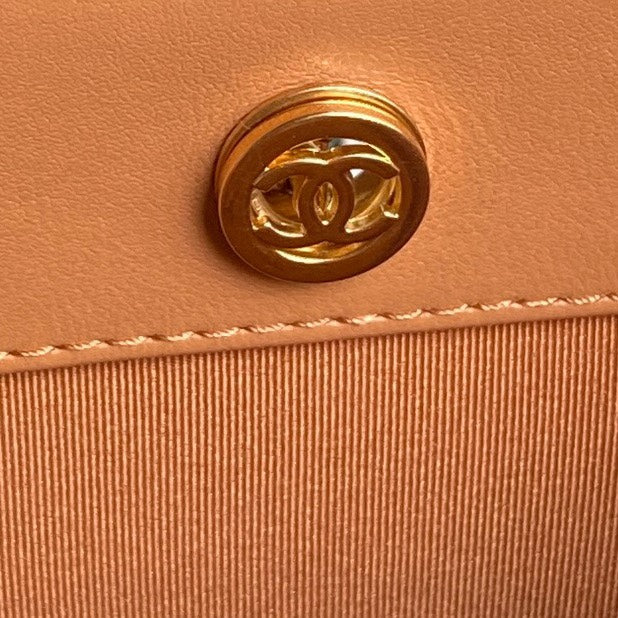 Sac cabas 24 carats 32 cm en cuir de veau marron, finitions dorées