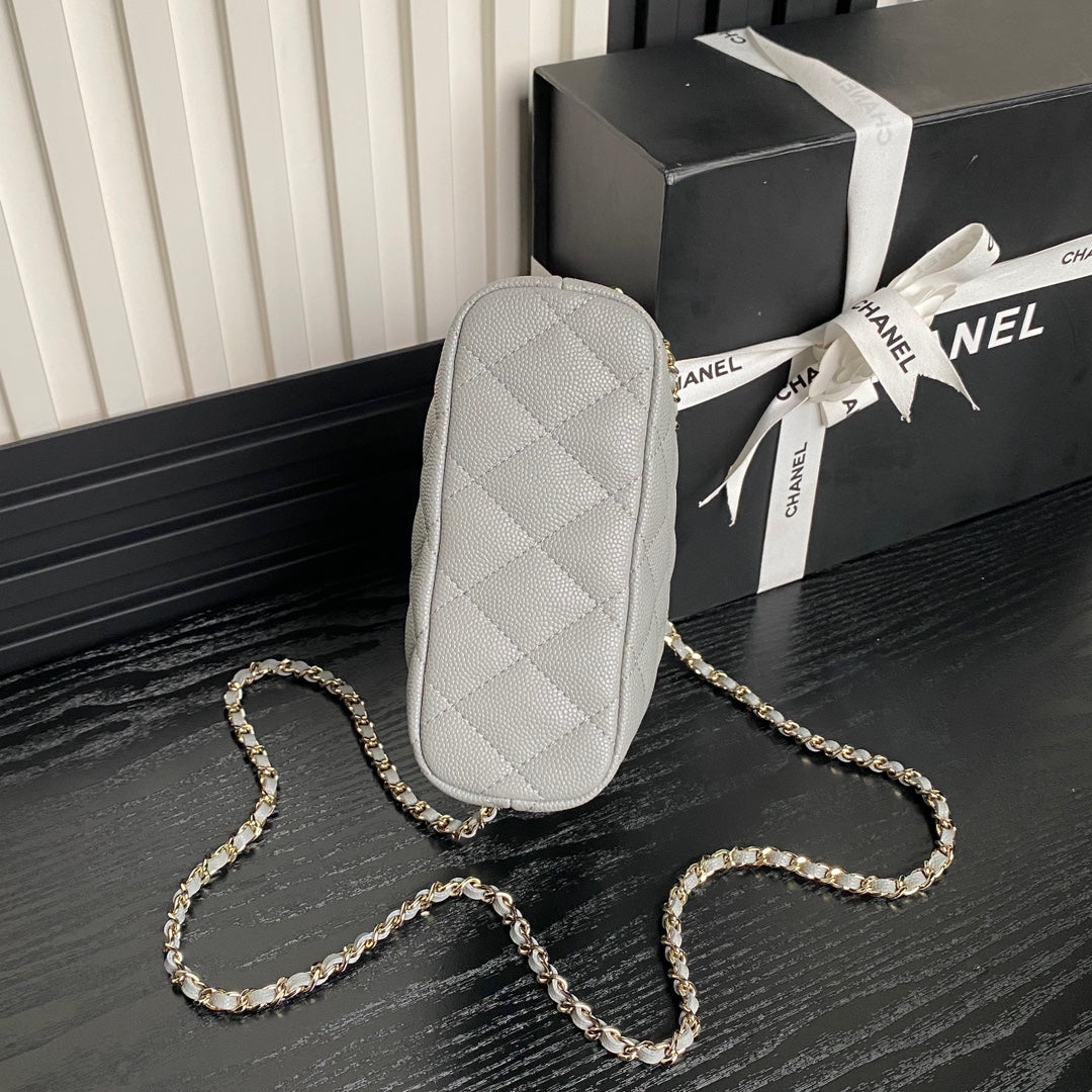 Sac Hobo CC 25C 21,5 cm, poignée supérieure, cuir de veau grainé gris