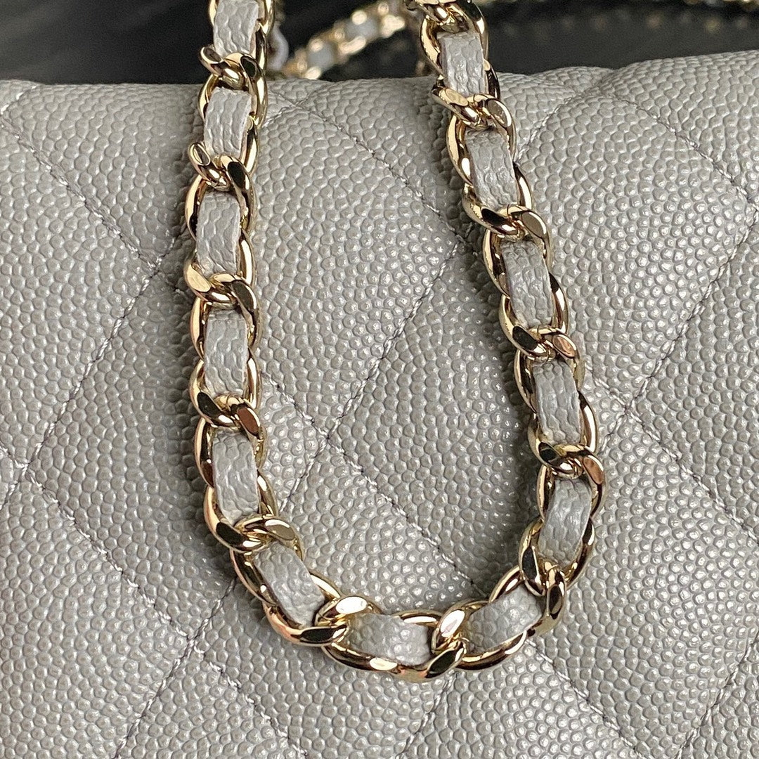 Sac Hobo CC 25C 21,5 cm, poignée supérieure, cuir de veau grainé gris
