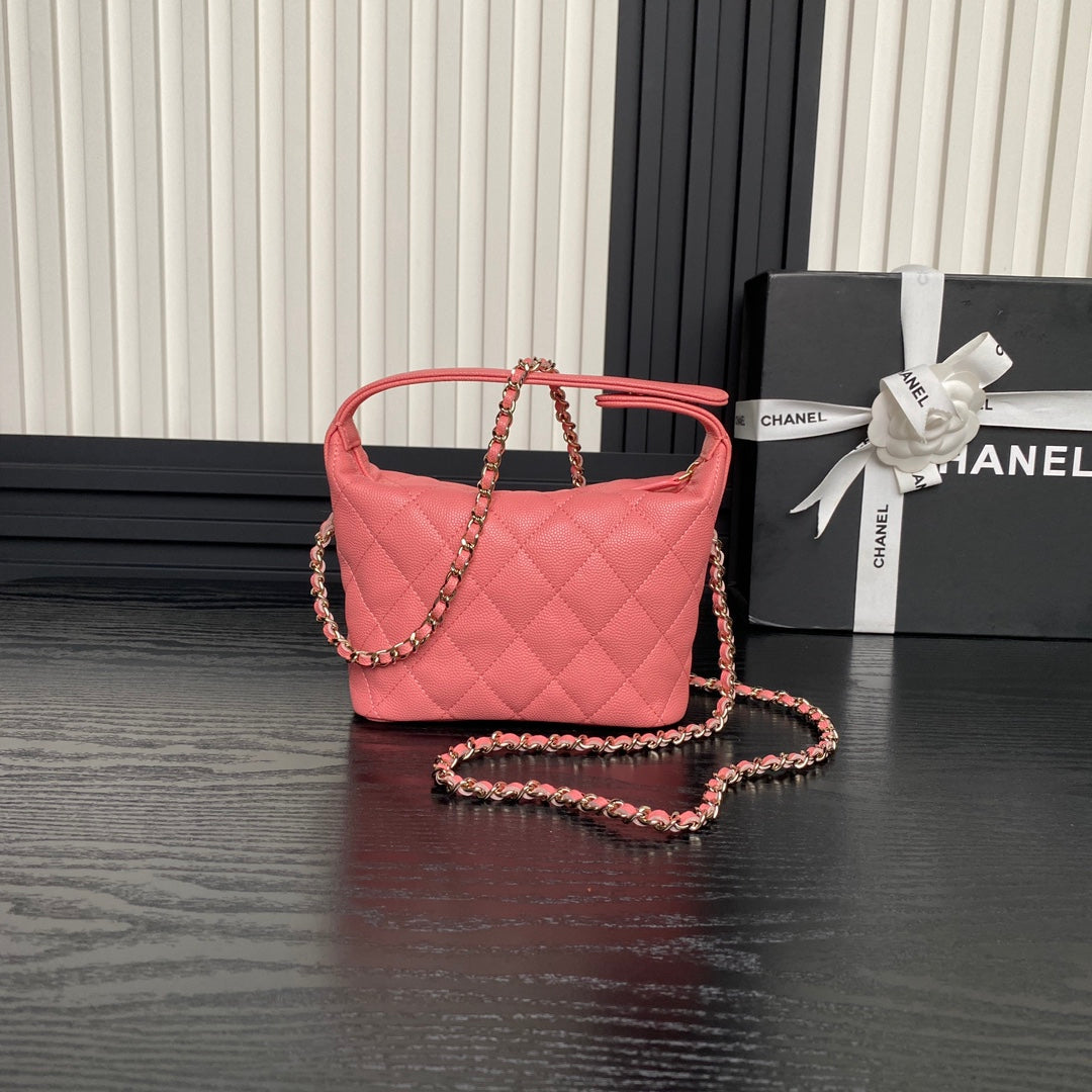 Sac Hobo CC 25C 21,5 cm, poignée supérieure, cuir de veau grainé rose foncé