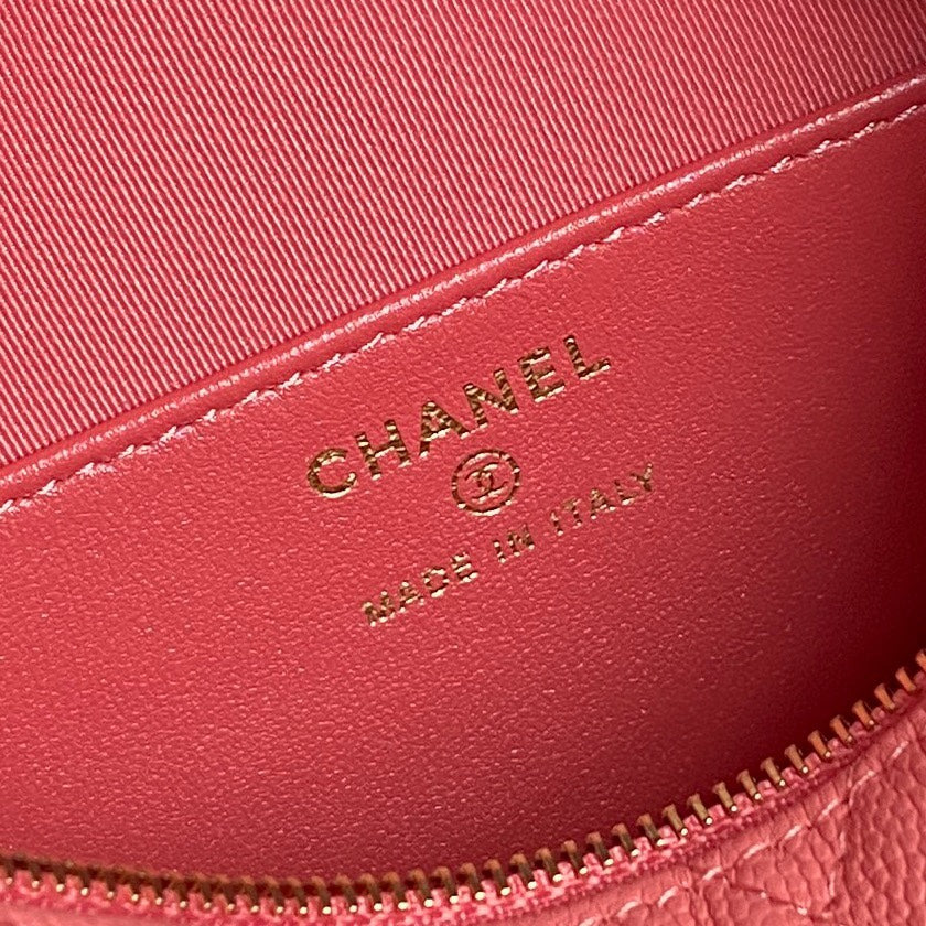 Sac Hobo CC 25C 21,5 cm, poignée supérieure, cuir de veau grainé rose foncé