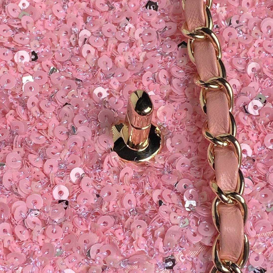 Sac à rabat CC 24K 20 cm à paillettes roses 