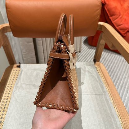 HM BIRKIN 25 CM PICNIC GOLD BAMBOU ET ROTIN