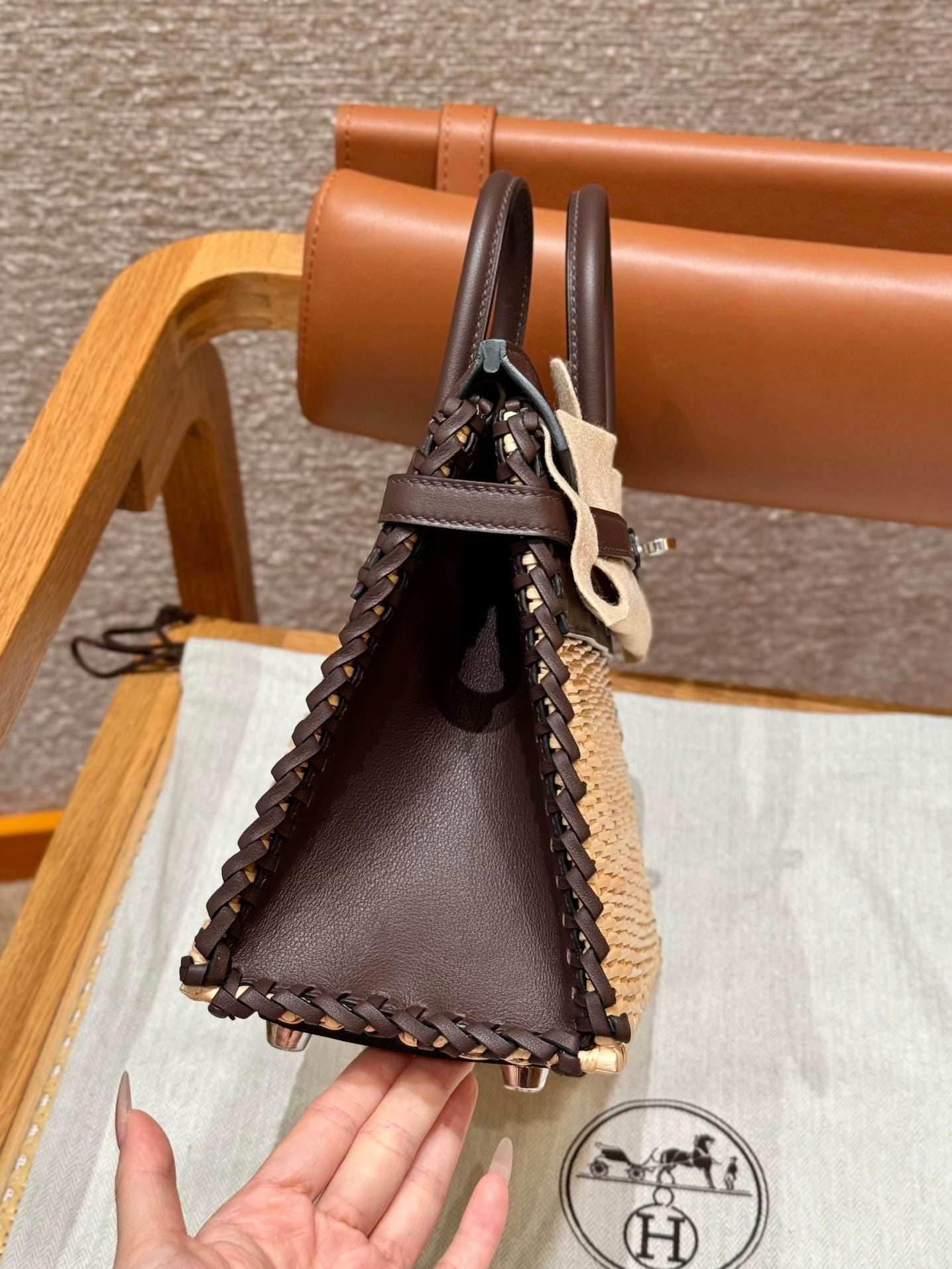 HM BIRKIN 25 CM PICNIC CHOCOLAT BAMBOU ET ROTIN
